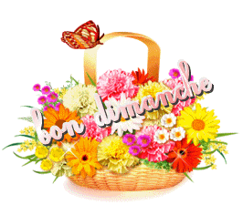 Gif animé Bon dimanche panier de fleurs